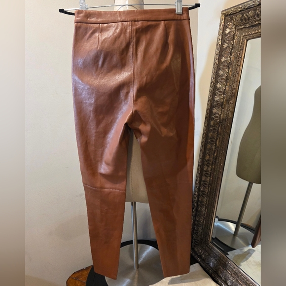Zara Brown Faux Leather Leggings/Pants.  Size Small - Picture 5 of 6